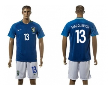 Brazil #13 Marquinhos Away Soccer Country Jersey1