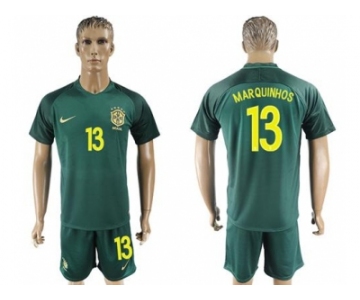 Brazil #13 Marquinhos Away Soccer Country Jersey