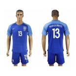 Brazil #13 Marquinhos Blue Soccer Country Jersey