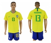 Brazil #13 Marquinhos Home Soccer Country Jersey