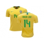 Brazil #14 David Luiz Home Soccer Country Jersey