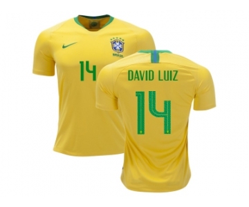 Brazil #14 David Luiz Home Soccer Country Jersey