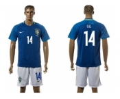 Brazil #14 Gil Away Soccer Country Jersey1