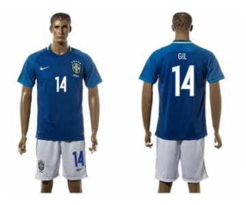 Brazil #14 Gil Away Soccer Country Jersey1