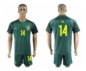 Brazil #14 Gil Away Soccer Country Jersey