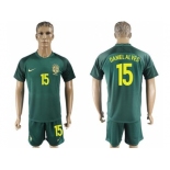 Brazil #15 Daniel Alves Away Soccer Country Jersey