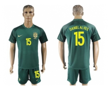 Brazil #15 Daniel Alves Away Soccer Country Jersey