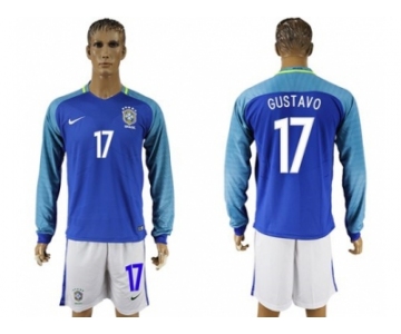 Brazil #17 Gustavo Away Long Sleeves Soccer Country Jersey