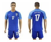 Brazil #17 Gustavo Blue Soccer Country Jersey