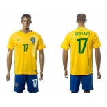 Brazil #17 Gustavo Home Soccer Country Jersey