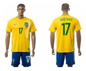 Brazil #17 Gustavo Home Soccer Country Jersey