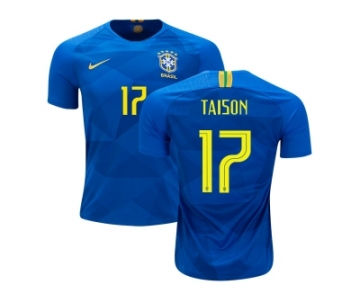 Brazil #17 Taison Away Soccer Country Jersey