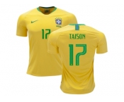 Brazil #17 Taison Home Soccer Country Jersey