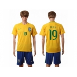 Brazil #19 Hulk Home Soccer Country Jersey