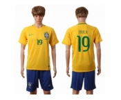 Brazil #19 Hulk Home Soccer Country Jersey