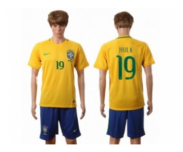 Brazil #19 Hulk Home Soccer Country Jersey