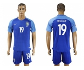 Brazil #19 Willian Blue Soccer Country Jersey