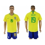 Brazil #19 Willian Home Soccer Country Jersey