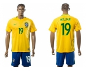 Brazil #19 Willian Home Soccer Country Jersey