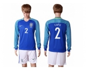 Brazil #2 Cafu Away Long Sleeves Soccer Country Jersey