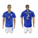 Brazil #2 Dani Alves Away Soccer Country Jersey