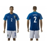 Brazil #2 Danilo Away Soccer Country Jersey1