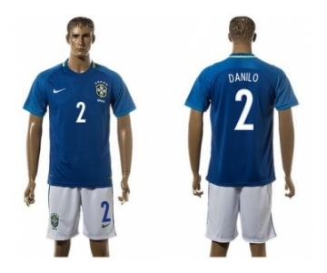 Brazil #2 Danilo Away Soccer Country Jersey1