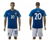 Brazil #20 Lima Away Soccer Country Jersey1