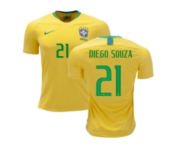 Brazil #21 Diego Souza Home Soccer Country Jersey