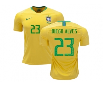 Brazil #23 Diego Alves Home Soccer Country Jersey