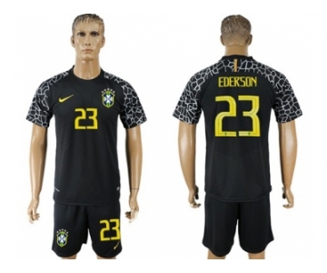 Brazil #23 Ederson Black Goalkeeper Soccer Country Jersey