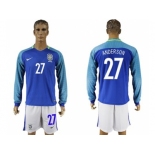 Brazil #27 Anderson Away Long Sleeves Soccer Country Jersey