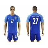 Brazil #27 Anderson Blue Soccer Country Jersey