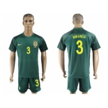 Brazil #3 Miranda Away Soccer Country Jersey