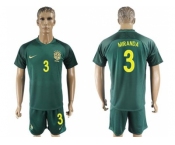 Brazil #3 Miranda Away Soccer Country Jersey