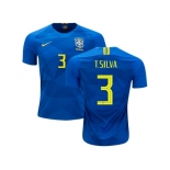 Brazil #3 T. Silva Away Soccer Country Jersey