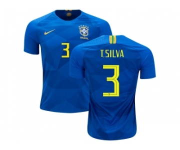 Brazil #3 T. Silva Away Soccer Country Jersey