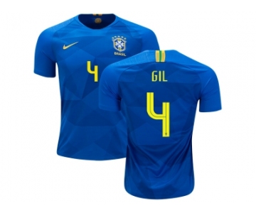 Brazil #4 Gil Away Soccer Country Jersey