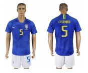 Brazil #5 Casemiro Away Soccer Country Jersey