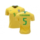 Brazil #5 Fernandinho Home Soccer Country Jersey