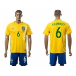 Brazil #6 Kasmirski Home Soccer Country Jersey