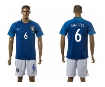 Brazil #6 Marcelo Away Soccer Country Jersey