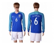 Brazil #6 R.Carlos Away Long Sleeves Soccer Country Jersey