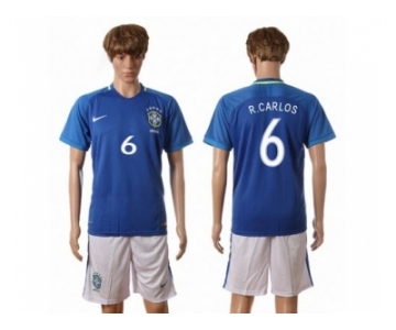 Brazil #6 R.Carlos Away Soccer Country Jersey