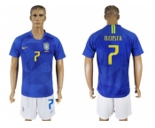 Brazil #7 D.Costa Away Soccer Country Jersey