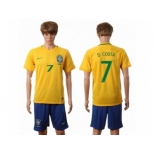 Brazil #7 D.Costa Home Soccer Country Jersey