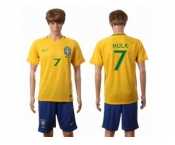 Brazil #7 Hulk Home Soccer Country Jersey