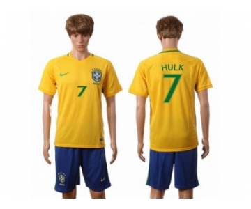 Brazil #7 Hulk Home Soccer Country Jersey