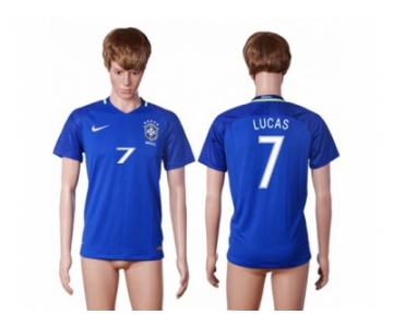 Brazil #7 Lucas Away Soccer Country Jersey