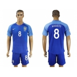 Brazil #8 Augusto Blue Soccer Country Jersey